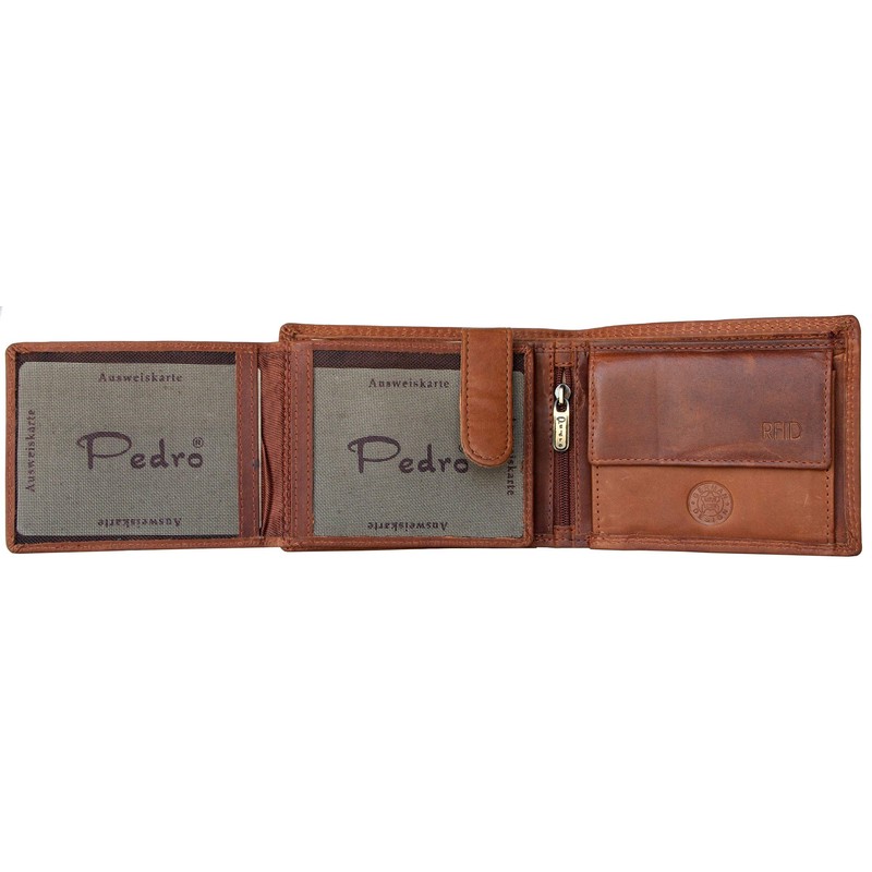 Pedro Men's Light Brown Genuine Leather Wallet with RFID (Data