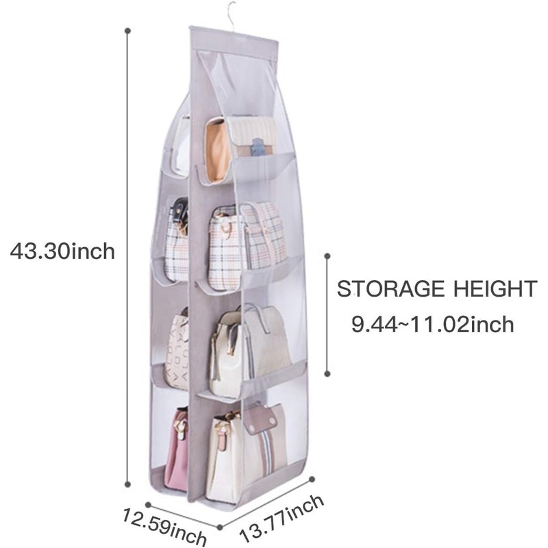 2 Pack Handbag Hanging Organizer, Space Saving Storage Hanger with