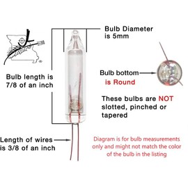 JL Missouri Parts & Misc. 10x Bare 6 Volt V 0.48 Watt W Clear Mini Christmas Tree Lights Bulb Replacement Bulbs 0.08 Amp A. Super Bright