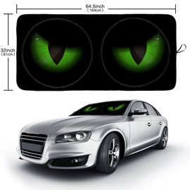 Black Cat Green Evil Eyes Windshield Sunshade for Car SUV Truck Foldable Uv Ray Reflector Front Window Sun Shade Visor Shield Cover