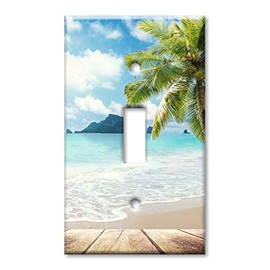 Art Plates 1 Gang Toggle Decorative Metal Wall Plate - Beach Boardwalk - (Made in USA)
