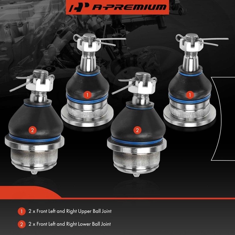A-Premium Set of 4, Front Upper and Lower Ball Joints
