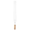 Stainless Steel Fork Wood Handle U shaped BBQ Roast Needle