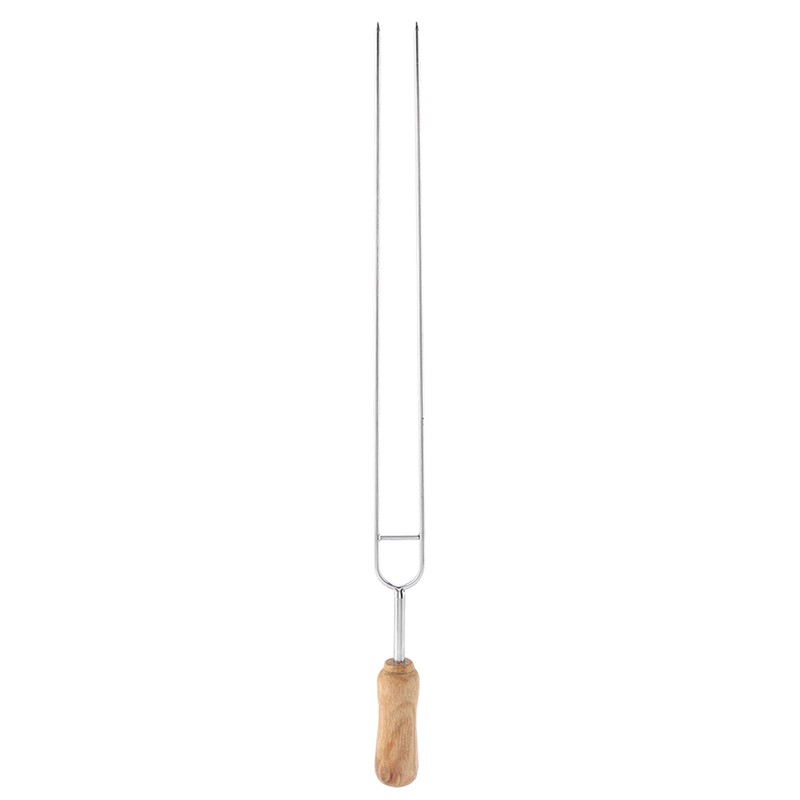 Stainless Steel Fork Wood Handle U shaped BBQ Roast Needle