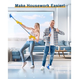 Airpher Electric Spin Scrubber, 2024 Upgraded IPX8 Cordless Cleaning Brush with 9 Replaceable Brush Heads, Detachable as Short Handle, Shower Cleaning Scrubber for Bathroom Tub(Blue)