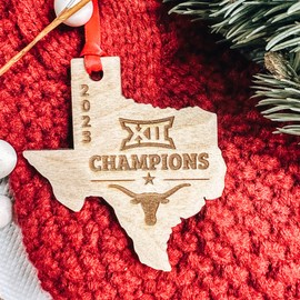 Longhorns Christmas Ornament, 2023 Big 12 Champs Ornament, UT Christmas Ornament, Texas Christmas Ornament, Birch Wood Christmas Ornament, Rustic Holiday Decor, Christmas Tree Ornament