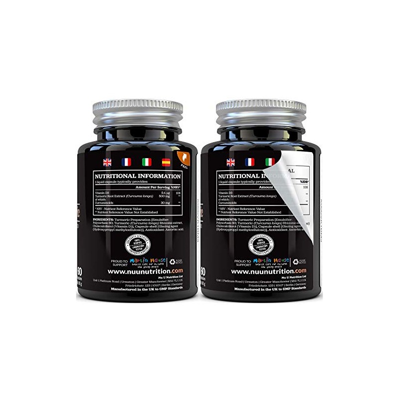 Turmeric Curcumin Capsules (Liquid) with Vitamin D | 185 More