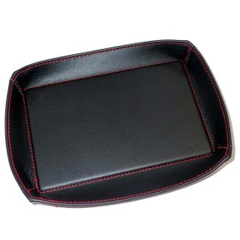 Prius 60 Genuine Leather Center Console Tray (Red Stitching) Leather Tray Genuine Leather Dress Up Parts Accessories For Toyota PRIUS PHEV HEV 60 Series MXWH60/61/65 ZVW60,65 Model (Red Stitching)