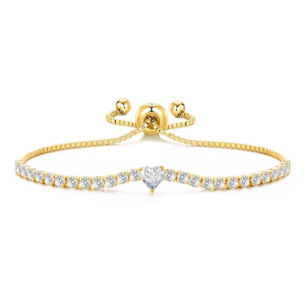 Philip Jones Gold Plated Heart Solitaire Friendship Bracelet Created with