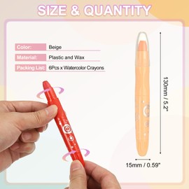 PATIKIL Watercolor Gel Crayon, 6Pcs Washable Twist Crayons for Coloring, Drawing, Painting, Beige (5.2x0.59)