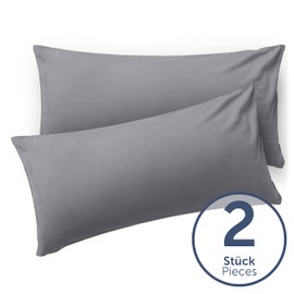 Blumtal Grey Pillow Cases 2 Pack - Soft Brushed Microfibre Pillowcase with Envelope Closure, 50 x 80 cm