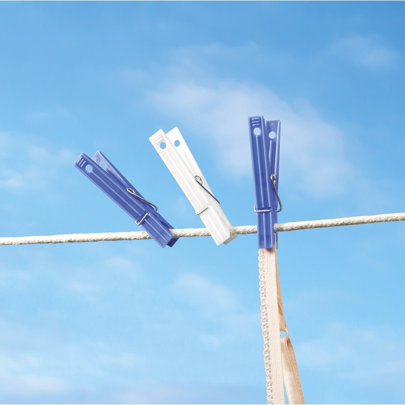 Whitmor Plastic Clothespins Set of 50, S/50, White and Blue