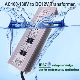 NISICO 24V LED Power Supply 200W Low Voltage Transformer Adapter,AC90-130V to DC24V 8.33A 200 Watts LED Driver Waterproof IP67 for Indoor and Outdoor LED Lights Use