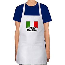 Makoroni - ITALIAN STALLION Italy Italian Apron Adjustable Kitchen Chef Apron with 2 Pockets Cooking Baking, DesC16
