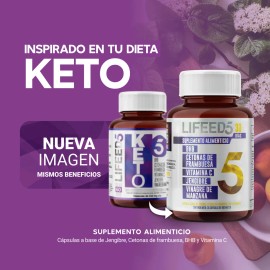 Jengibre Vinagre Manzana Vitamina C Lifeed5 Keto 30 Cápsulas Sabor Sin sabor