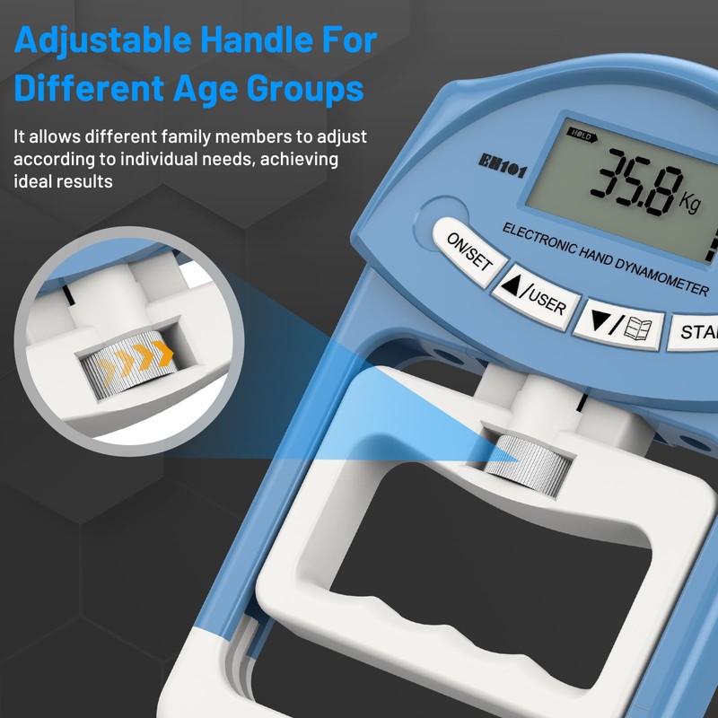 Blue Electronic Hand Dynamometer - 90 kg / 200 lbs