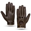 Mens Touchscreen Unlined Leather Driving Gloves,Brown/Camel,L