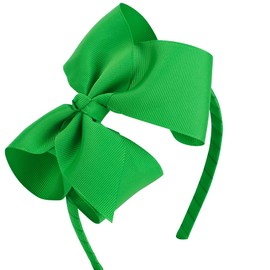 MEEDEE Emerald Green Big Bow Headband for Girls Grosgrain Ribbon Hair Hoop Headband for Toddlers Kids Party Decoration Cosplay Costume Headwear Makeup Handmade Hair Band