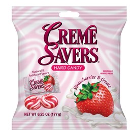 Creme Savers Strawberries and Creme Hard Candy | The Taste of Fresh Strawberries Swirled in Rich Cream | The Original Classic Creme Savers Brought To You By Iconic Candy | 6.25oz Bag (12 Count)