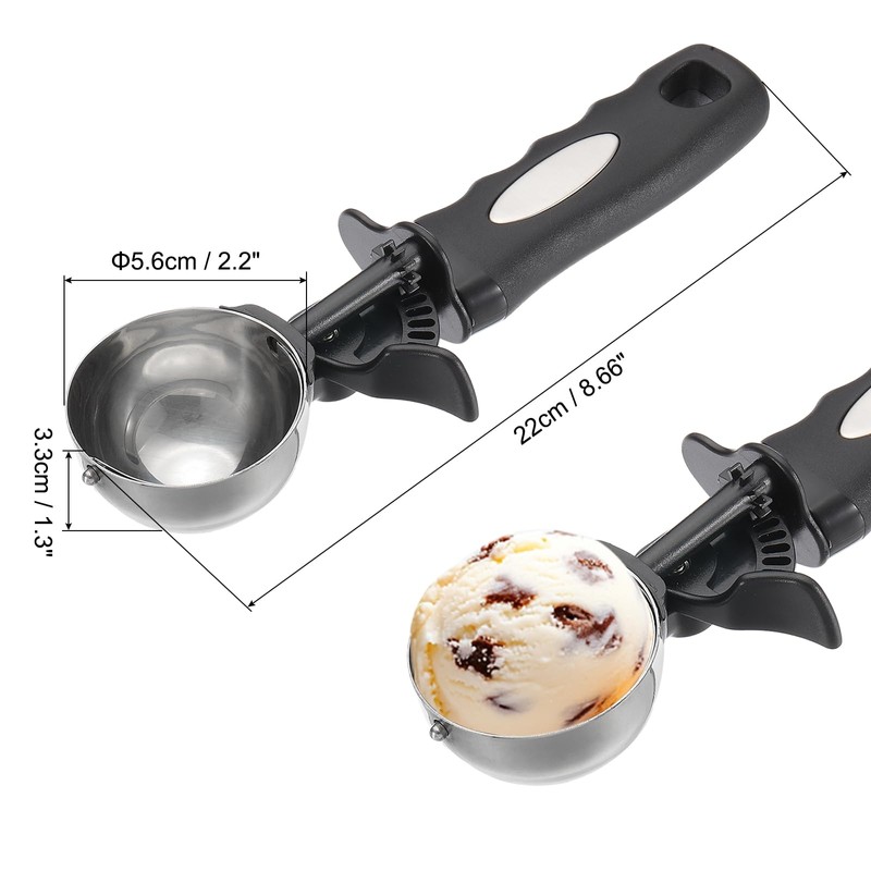 PATIKIL 4 Ounce Ice Cream Scoop with Trigger, Stainless Steel