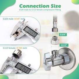 Faucet Supply Line Adapter, Jlerli Female to Male Hose Adapter G3/8 to G1/2 compression fittings for plumbing, 2 Pieces