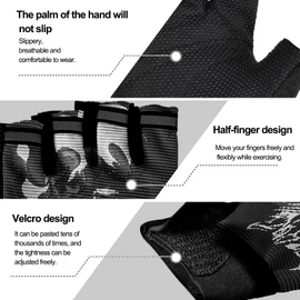 CubePlug Kids Boy Girl Cycling Climing Half Finger Gloves GEL Padded BMX Bike Fingerless [SPI] (Black Wolf, M)