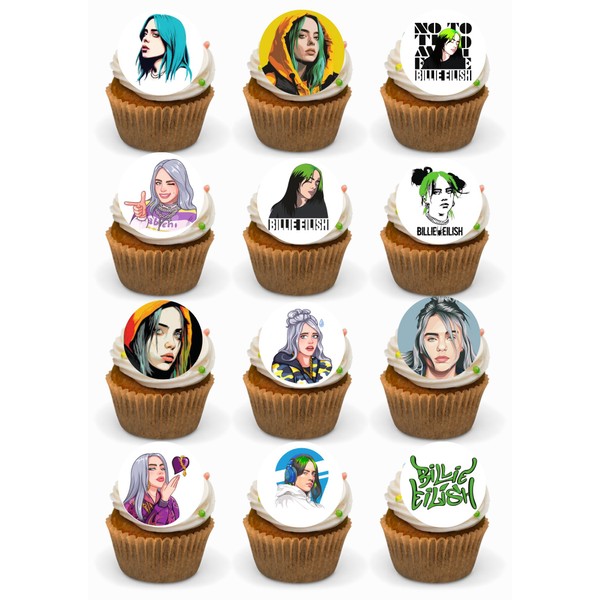 Billie Music Singer Edible Cupcake Toppers 24 Precut Ready to