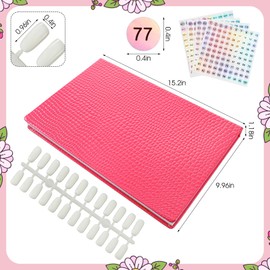 1PCS Nail Swatches Book, Nail Gel Polish Display Book with 360 False Tips & 1-400 Labels, Pink Cardboard Color Sample Organizer for Salon & DIY Nails Art Design