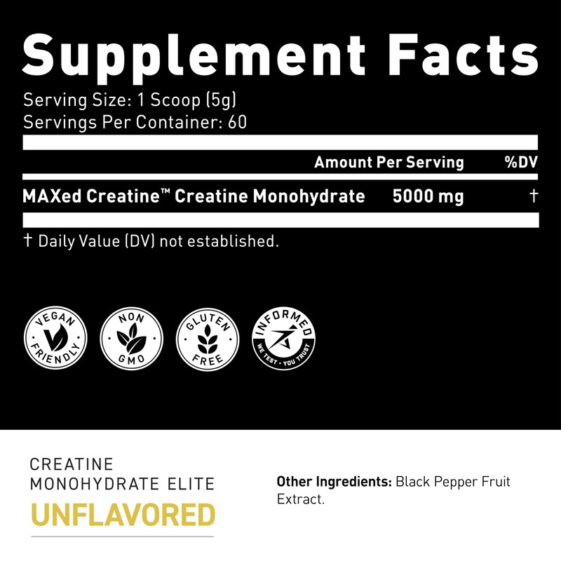 Kaged Creatine Monohydrate Elite Powder | Unflavored | Muscle Building
