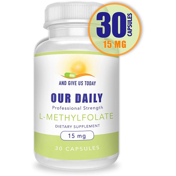 Our Daily Vites L-Methylfolate 15 mg / 15000 mcg Maximum Strength Active Folate, 5-MTHF, Non-GMO, Vegetarian Capsules 30 Count (1 Month Supply) (30)