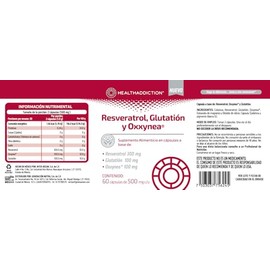 Healthaddiction Resveratrol Glutatión Oxxynea 500 Suplemento Antioxidante Polifenoles Bienestar Cápsulas