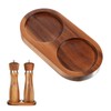 JJUNW Salt and Pepper Grinder Mill Tray, Acacia Wood Tray,