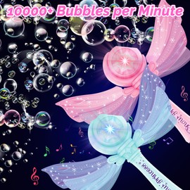 Princess Bubble Machine Blower Toys Set of 2 for Boys and Girls Gift Aged 3-8,Bubble Wand with Light and Music for Outdoor Use,4 Bottles of Bubble Solution Included (2 Pack)