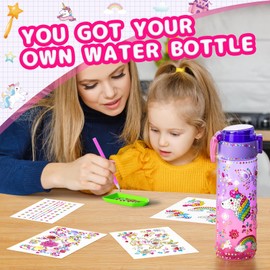 Gifts for Girls 4-12, Decorate Your Own Water Bottle Kits for Girls, Unicorn Diamond Painting Toys & Friendship Bracelet Kit, Fun Arts Crafts for Kids Ages 4-6-8-10, Birthday Gifts Toys for Kids
