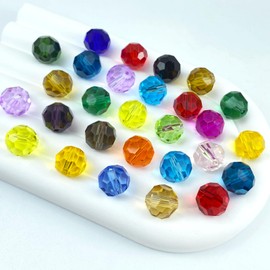 Tingoons 400 PCS 4mm Crystal Glass Beads Round Multiple Faceted Loose Spacer Glass Beads for DIY Handcrafte Bracelet Necklace Earring Jewelry Making(Multicolor)