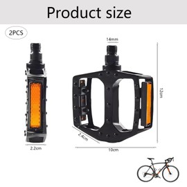 2PCS Bike Pedals,Non-Slip Mountain Bike Pedals with Reflectors,Suitable Flat for Road&Mountain Trekking and City Bike