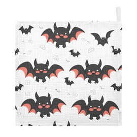 vvfelixl Cute Bats Cartoon Baby Burp Cloths Baby Muslin Washcloths for Boys Girls Cotton Baby Face Towel for Newborn Infants Soft and Absorbent 11.8 X 11.8 in, 5 Pack
