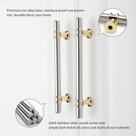 Haliwu 10 Pack Brushed Nickel Cabinet Pulls, Cabinet Handles Brushed Nickel, Barrel Handles Gold Kitchen Hardware Pulls, 5 inch Hole to Hole Center