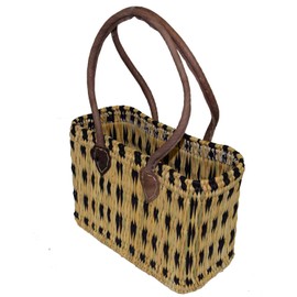 Seagrass Bag Shopping Bag Shopping Basket Wicker Basket Bag Palm Grass Long Handle Small Colour Blue I Dimensions: 30 x 13 x 22 cm
