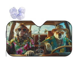 Hawaiian Cool Animal Driving 1 Windshield Sun Shade, Front Window Sunshade Cover Sun Visor Shield Foldable Uv Ray Reflector for Car SUV Truck