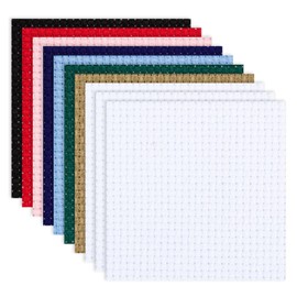 Aida 14 Count Cross Stitch Fabric, 10 Pcs Coloured Aida Fabrics Cloth 15 x 15cm Reserve Cross Stitch Square Cloth Sheets for Embroidery
