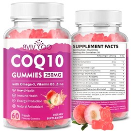 Sugar-Free CoQ10 Gummies 250mg, Plus Omega-3, Vitamin B3 & Zinc, Magnesium - High Absorption Coenzyme Q10 Supplements for Heart Health, Cellular Energ