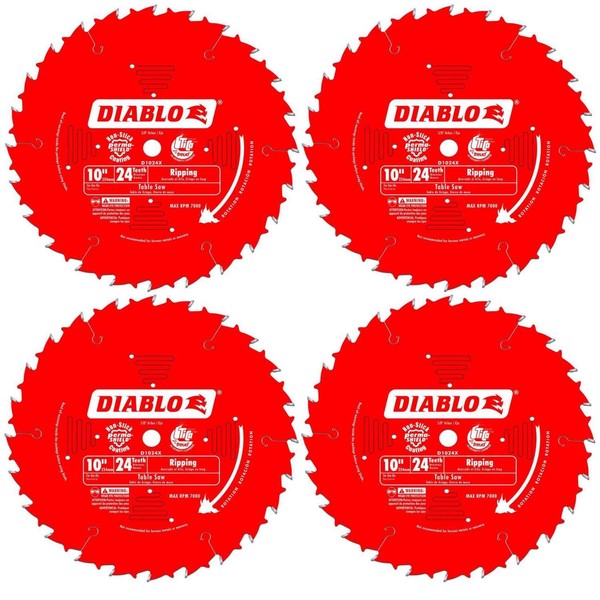 Freud D1024X Diablo 10-Inch 24-Tooth ATB Ripping Saw Blade 5/8-Inch Arbor and PermaShield Coating (2 Pack)