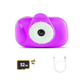 Kids Digital Camera Toy, Birthday for Girls Age 3-8, 1080P Video Camcorder, Cute Soft Case for Toddlers with 32GB SD Card