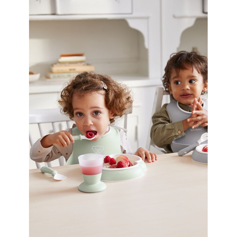 BabyBjörn Babero para bebé, paquete de 2, Gris/Verde polvo