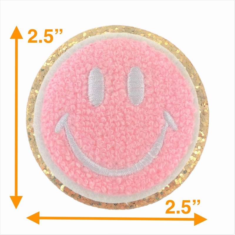 Gold Glitters & Pink Chenille Varsity Initial Patches, Adhesive Sticker