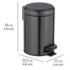 WENKO 3 Litre Anti-Fingerprint Bin, Stainless steel, Black, 17 x