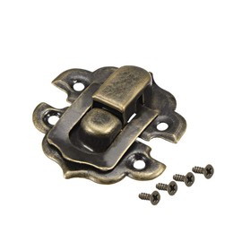 sourcing map Box Latch, Small Size Bronze Decorative Hasp Jewelry Cases Catch w Screws 2 Sets
