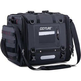 Goture 50-70L Expandable Motorcycle Bag - 1000D High Strength Abrasion Resistant Motorcycle Luggage - Water Resistant Rear Seat Bag for Touring & Cruiser, Includes Rain Cover and Tie Down Straps