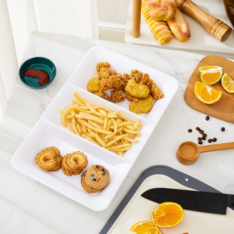 Lullaby 3 Sectional Plastic Serving Tray 14.2" x 9", 3